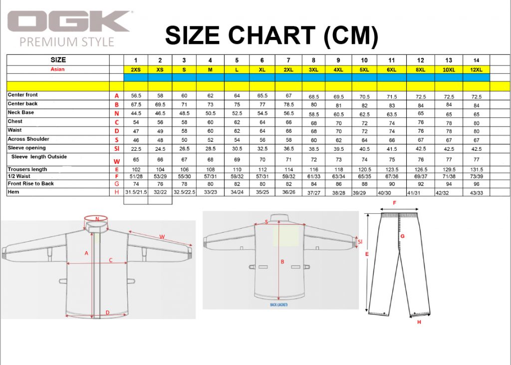 OGK Raincoat Size Chart Singapore Racing World
