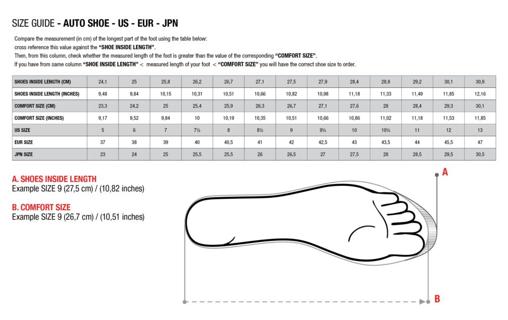 Alpinestars Auto Shoes Size Chart Singapore Racing World