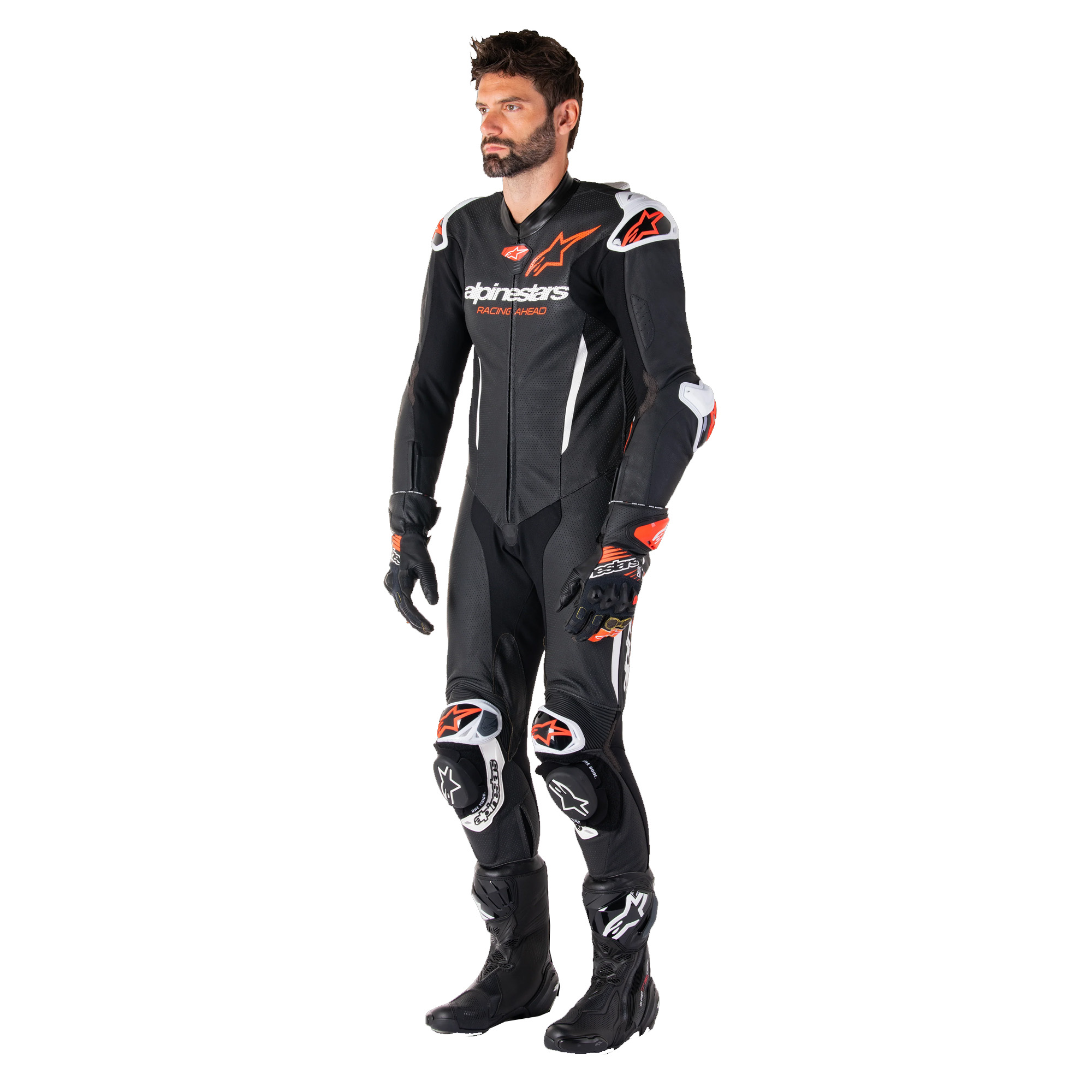 Alpinestars GP-R7 Leather Suit Black White Red Fluo (4)
